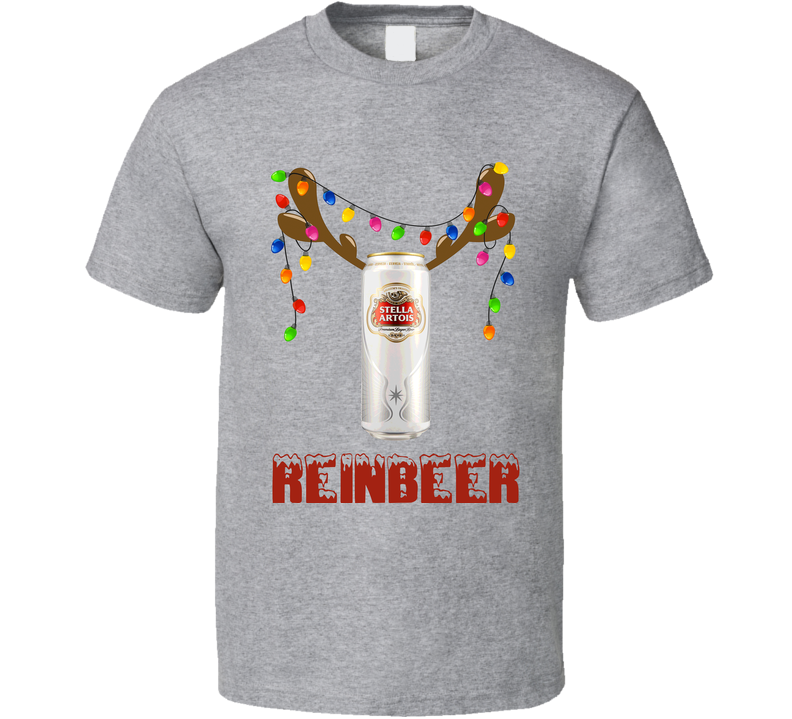 Stella Artois Reinbeer Funny Beer Lager Fan Christmas Gray Unisex T Shirt