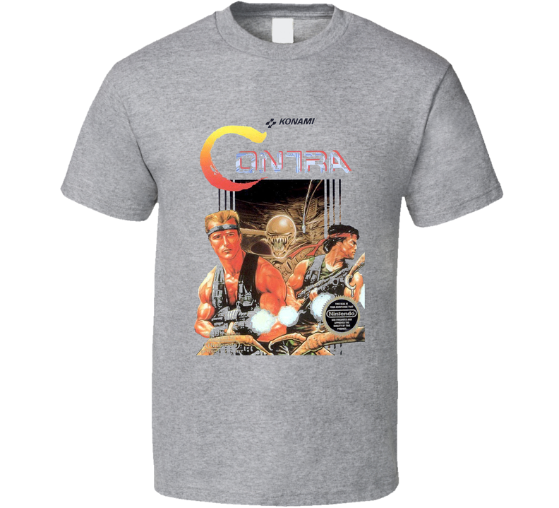 Contra Nes Box Art Video Game  - Grey Gray Unisex T Shirt