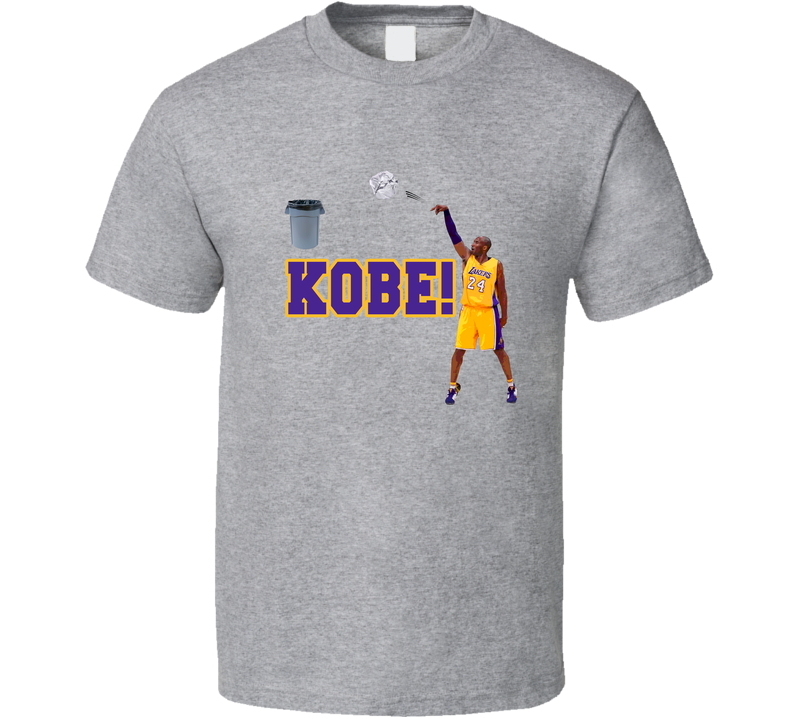 Kobe Bryant Funny Shooting Crumpled Paper Ball Throwing Shooting Into Garbage Trash Can Basketball Fan Gray Unisex T Shirt