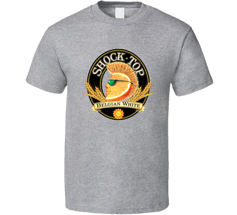 Shock Top Belgian White Cool Brewery Beer Logo Gray Unisex T Shirt Shock Top Belgian White Cool Brewery Beer Logo Gray Unisex T Shirt