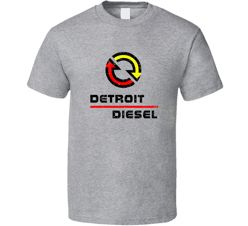 Detroit Diesel Automobile Car Truck Motorcycle Auto Parts Cool Distressed Style Brand Logo Emblem Gray Unisex T Shirt