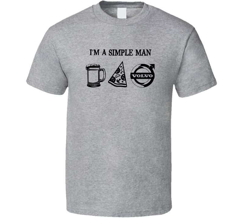 Volvo Simple Man Beer Pizza Car Logo Driving Fan Gray Unisex T Shirt Volvo Simple Man Beer Pizza Car Logo Driving Fan Gray Unisex T Shirt