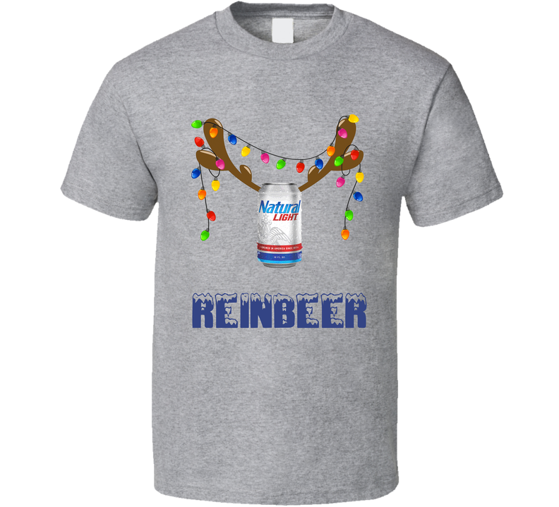 Natural Light Reinbeer Funny Beer Lager Fan Christmas Gray Unisex T Shirt