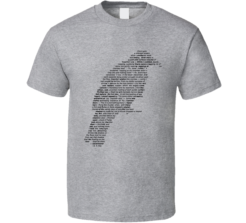 Edgar Allen Poe The Raven Poem Gray Unisex T Shirt Edgar Allen Poe The Raven Poem Gray Unisex T Shirt