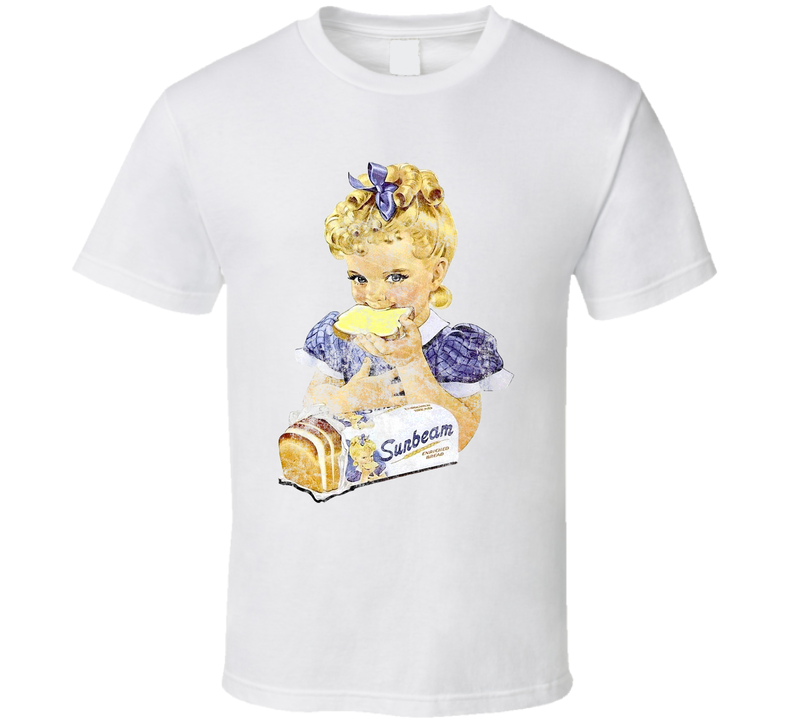 50s Sunbeam Bread Girl Retro Food Worn Look White Unisex T Shirt