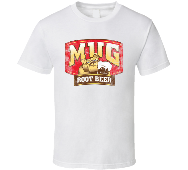 Mug Root Beer Retro Vintage Look Bulldog Soda Pop Label Food Logo White Unisex T Shirt