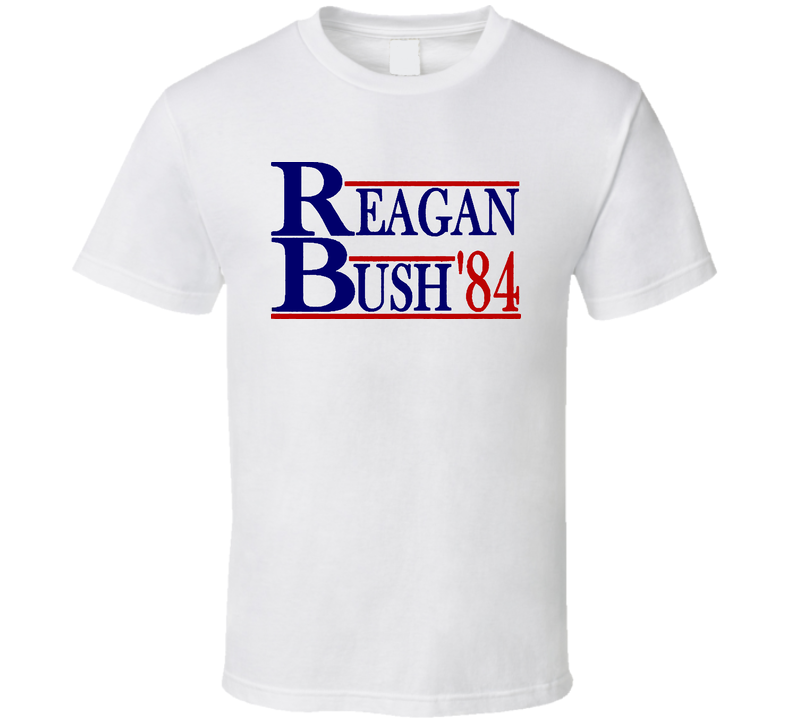 Reagan Bush 84 Campaign Politics Republican White Unisex T Shirt