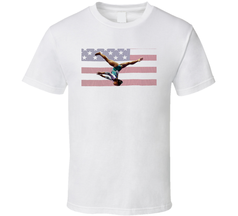 Simone Biles Gymnast Triple Double Usa Flag White Unisex T Shirt