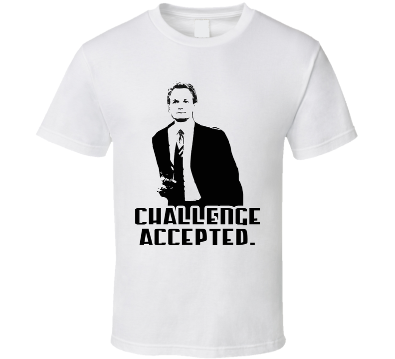 Barney Stinson How I Met Your Mother Challenge Accepted White Unisex T Shirt Barney Stinson How I Met Your Mother Challenge Accepted White Unisex T Shirt