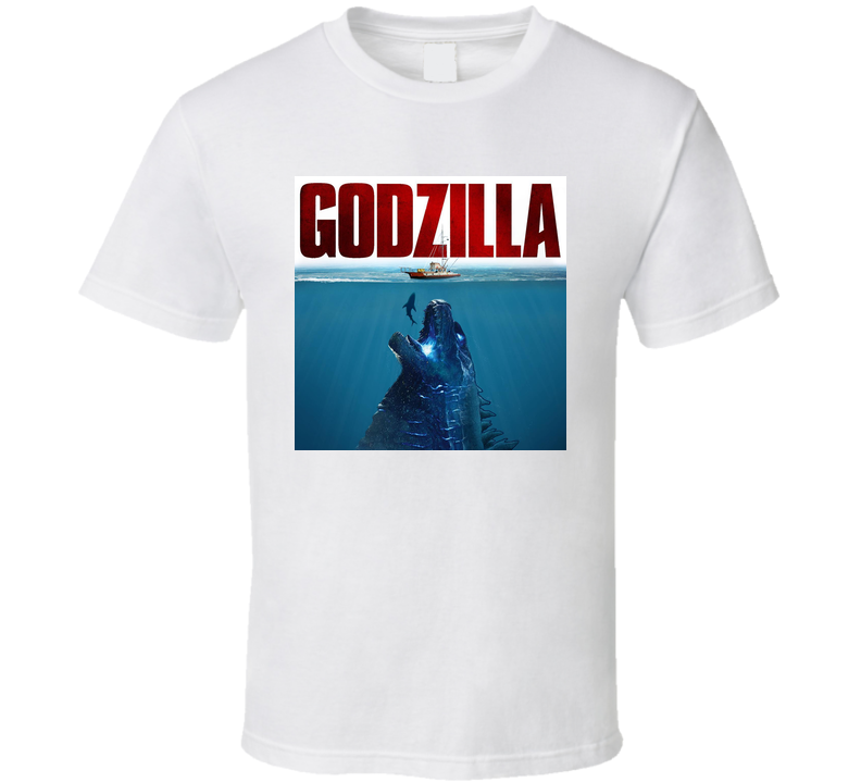 Godzilla Jaws Movie Mashup Parody  Fan White Unisex T Shirt