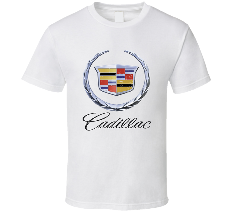 Cadillac Automobile Car Motorcycle Parts Cool Distressed Style Brand Logo Emblem White Unisex T Shirt Cadillac Automobile Car Motorcycle Parts Cool Distressed Style Brand Logo Emblem White Unisex T Shirt