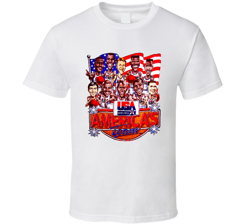1992 Dream Team Michael Jordan Basketball Cartoon White Unisex T Shirt