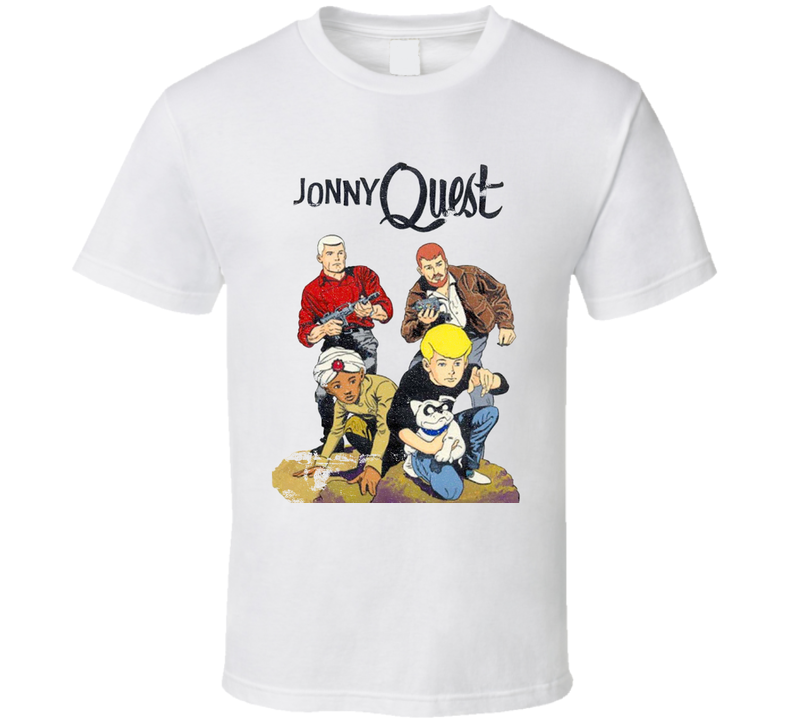 Johnny Quest Vintage Cartoon Grunge Worn Look White Unisex T Shirt Johnny Quest Vintage Cartoon Grunge Worn Look White Unisex T Shirt