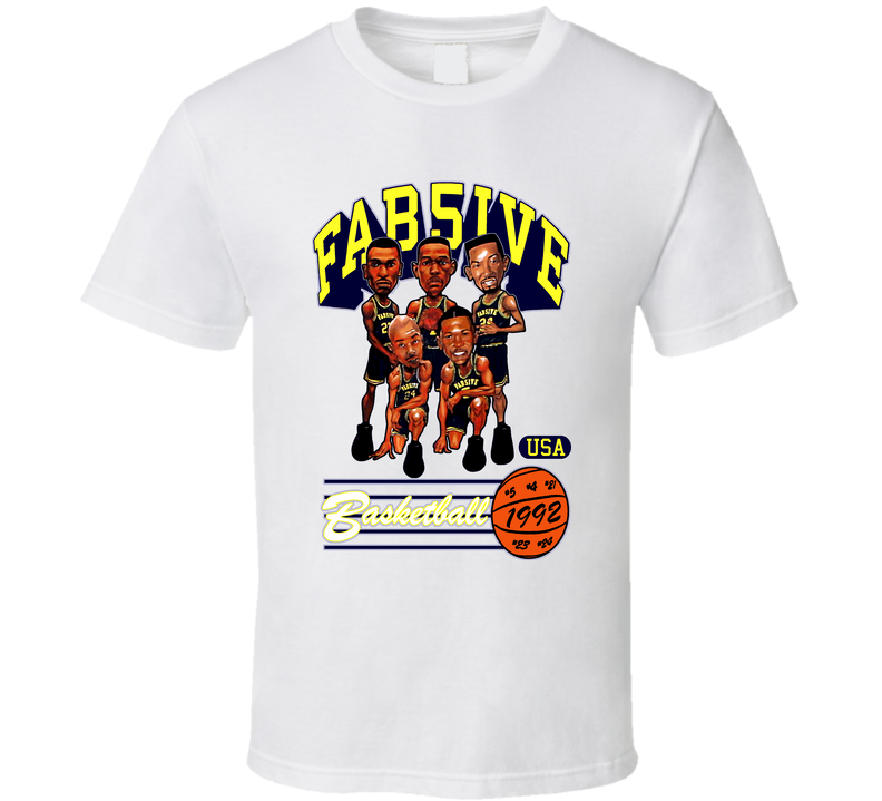 Fab Five Michigan Retro Caricature White White Unisex T Shirt Fab Five Michigan Retro Caricature White White Unisex T Shirt
