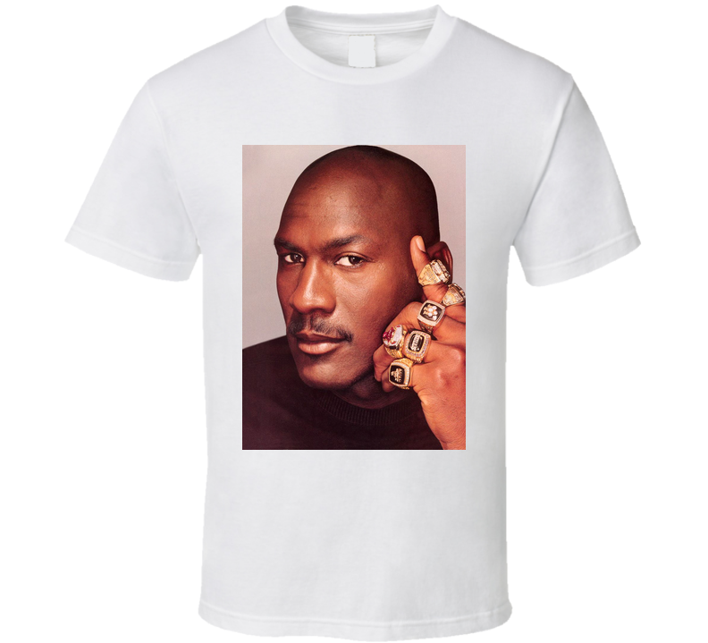 Michael Jordan Basketball Rings Photo White Unisex T Shirt