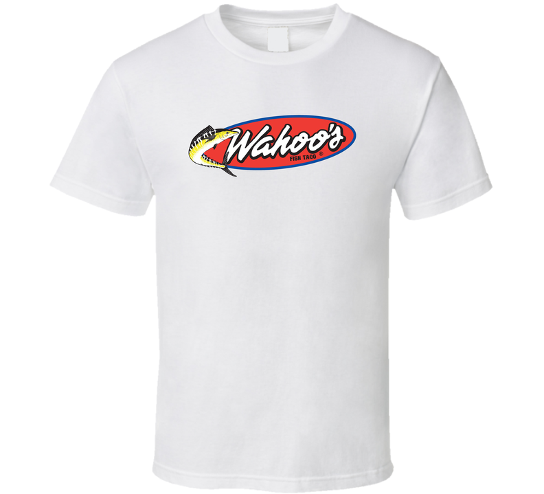Wahoo's Fish Taco Mexican Grill Food Restaurant Logo White Unisex T Shirt Wahoo's Fish Taco Mexican Grill Food Restaurant Logo White Unisex T Shirt