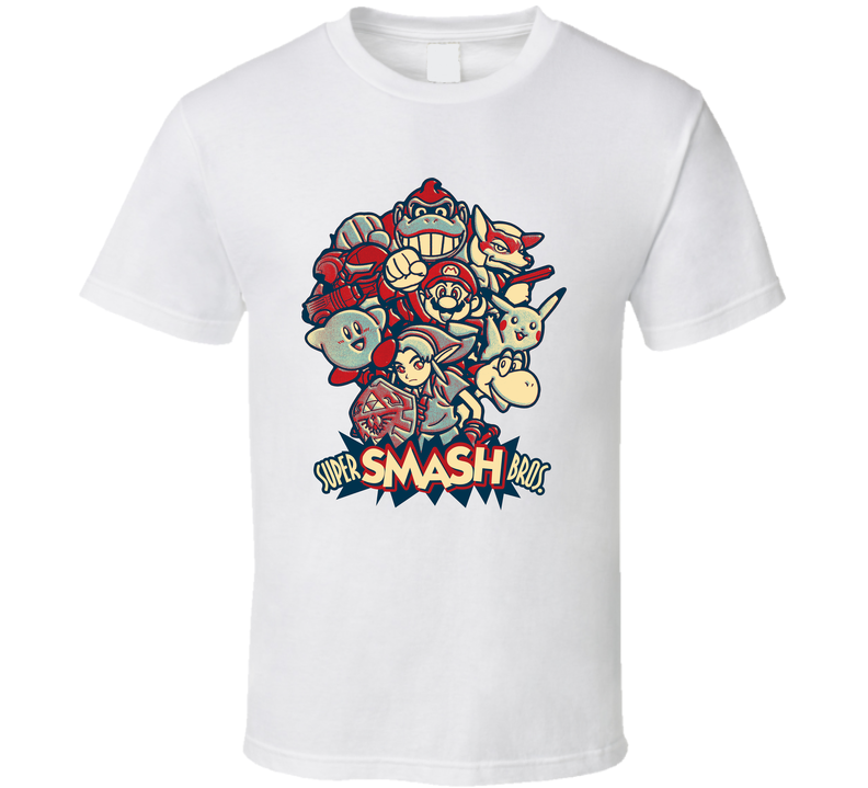 Super Smash Bros Characters Pop Art Retro Video Game White Unisex T Shirt Super Smash Bros Characters Pop Art Retro Video Game White Unisex T Shirt