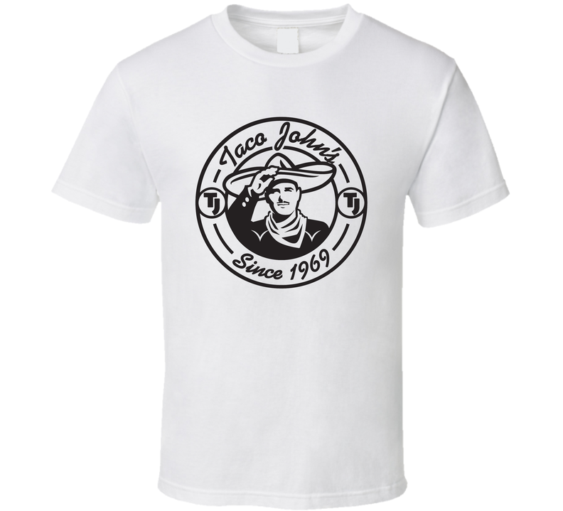 Taco John's Tex Mex Grill Mexican Food Restaurant Logo White Unisex T Shirt Taco John's Tex Mex Grill Mexican Food Restaurant Logo White Unisex T Shirt