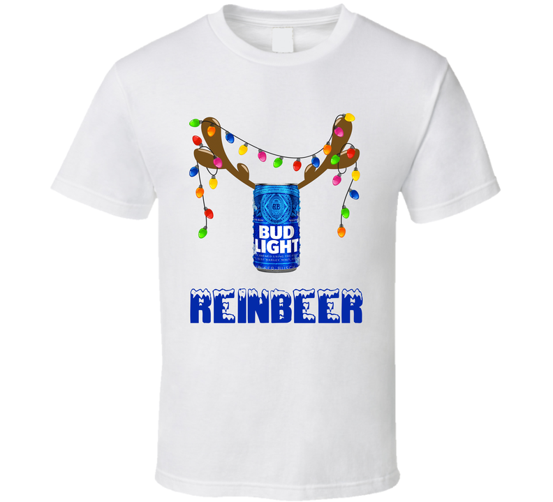 Bud Light Reinbeer Funny Beer Lager Fan Christmas White Unisex T Shirt Bud Light Reinbeer Funny Beer Lager Fan Christmas White Unisex T Shirt