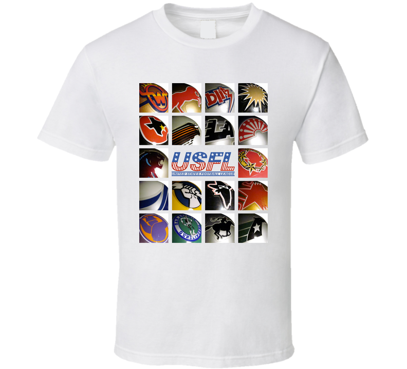 Usfl United States Football League Teams Helmets White Unisex T Shirt Usfl United States Football League Teams Helmets White Unisex T Shirt