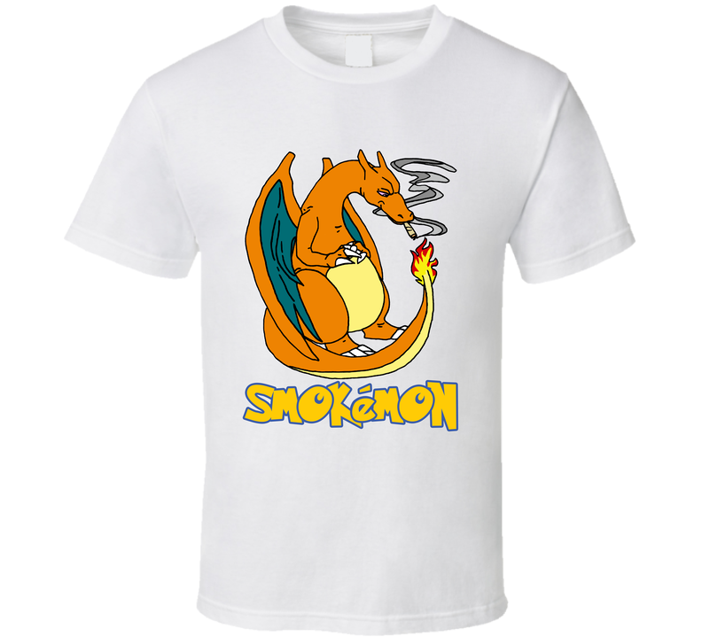 Charizard Smokemon Weed Smoking Pokemon Character White Unisex T Shirt Charizard Smokemon Weed Smoking Pokemon Character White Unisex T Shirt