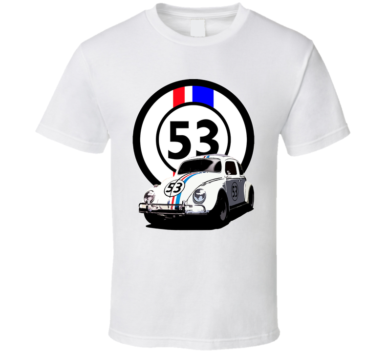 Herbie The Love Bug Movie Number 53 Plate White Unisex T Shirt Herbie The Love Bug Movie Number 53 Plate White Unisex T Shirt