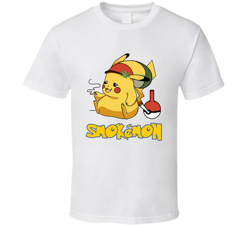 Pikachu Smokemon Weed Smoking Funny Pokemon Parody White Unisex T Shirt Pikachu Smokemon Weed Smoking Funny Pokemon Parody White Unisex T Shirt