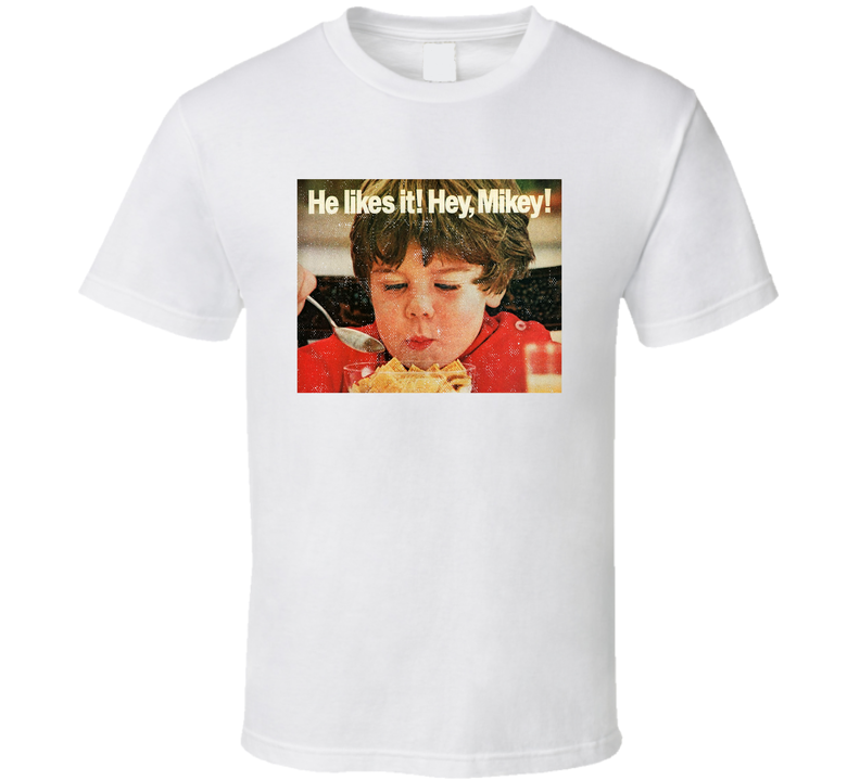 He Likes It Hey Mikey Life Cereal Most Memorable Vintage Ad Slogan White Unisex T Shirt He Likes It Hey Mikey Life Cereal Most Memorable Vintage Ad Slogan White Unisex T Shirt