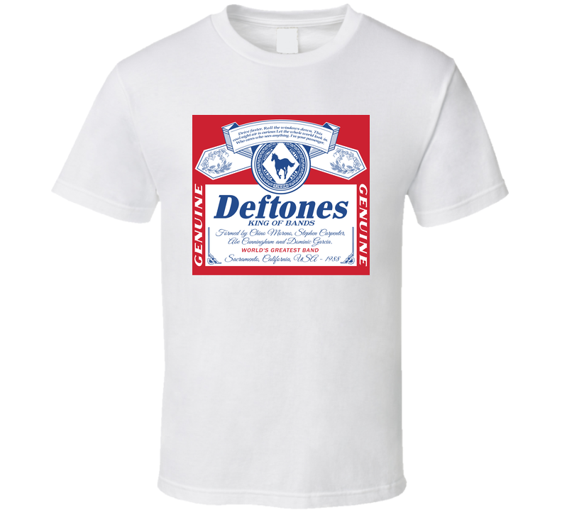 Deftones King Of Bands Alt Rock Beer Label Logo Mashup Parody Music Fan White Unisex T Shirt