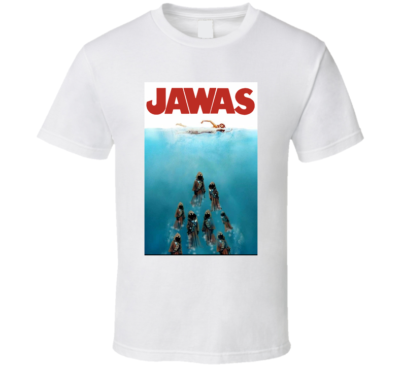 Jawas Jaws Mashup Parody White Unisex T Shirt Jawas Jaws Mashup Parody White Unisex T Shirt