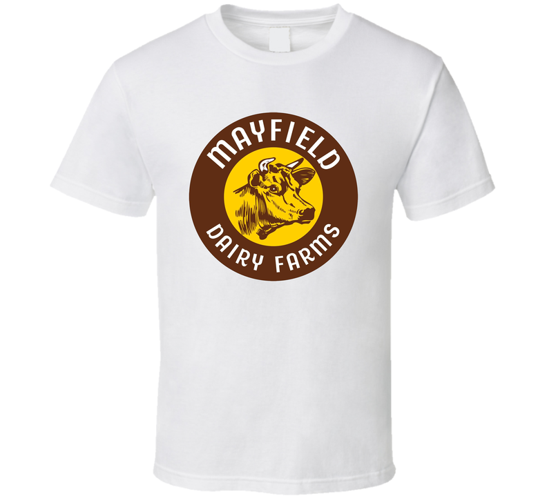 Mayfield Dairy Farms Ice Cream Snack Food Logo White Unisex T Shirt Mayfield Dairy Farms Ice Cream Snack Food Logo White Unisex T Shirt