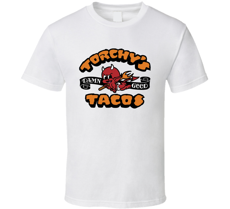 Torchy's Tacos Tex Mex Grill Mexican Food Restaurant Logo White Unisex T Shirt Torchy's Tacos Tex Mex Grill Mexican Food Restaurant Logo White Unisex T Shirt