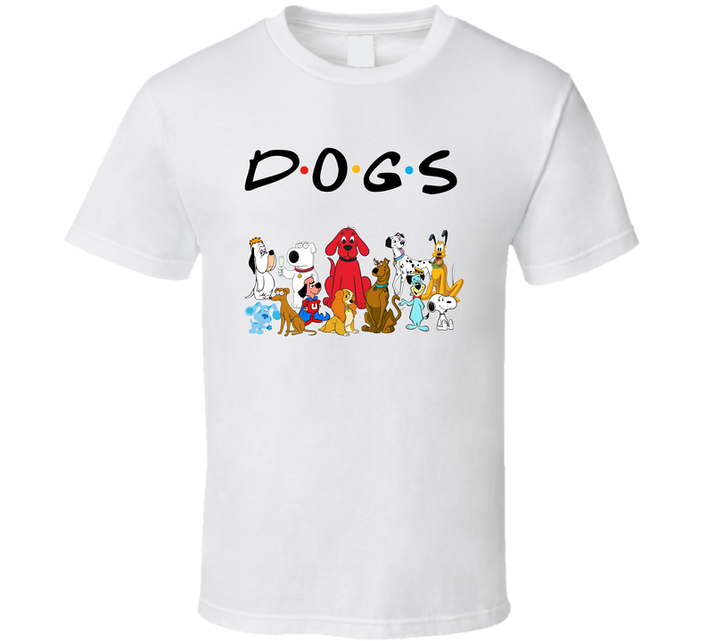 Animated Cartoon Dogs Friends Parody Mashup Fan White Unisex T Shirt Animated Cartoon Dogs Friends Parody Mashup Fan White Unisex T Shirt