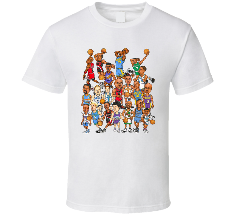 90s Basketball Guards Caricature Vintage White Unisex T Shirt 90s Basketball Guards Caricature Vintage White Unisex T Shirt