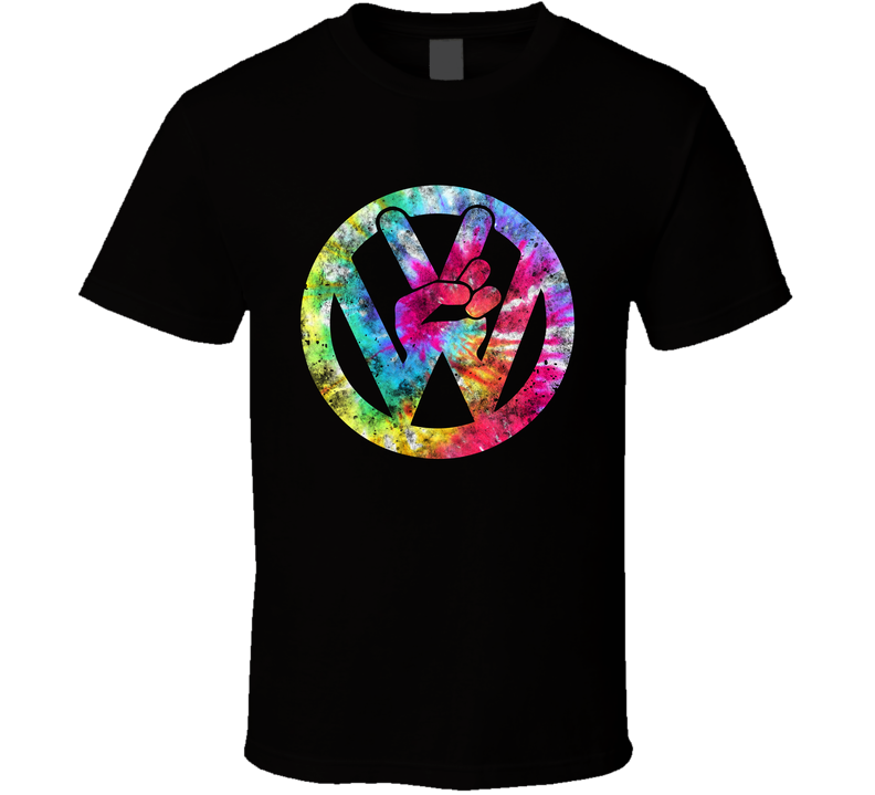 Peace Sign Volkswagen Logo Mashup Hippie Road Trip  Style Black Unisex T Shirt Peace Sign Volkswagen Logo Mashup Hippie Road Trip  Style Black Unisex T Shirt