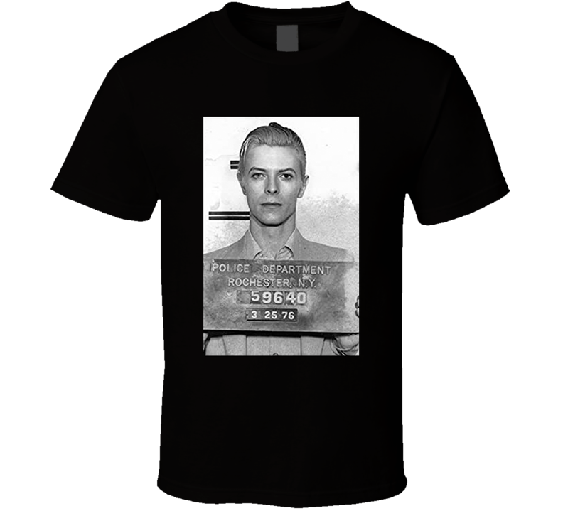David Bowie Mugshot Black Unisex T Shirt David Bowie Mugshot Black Unisex T Shirt