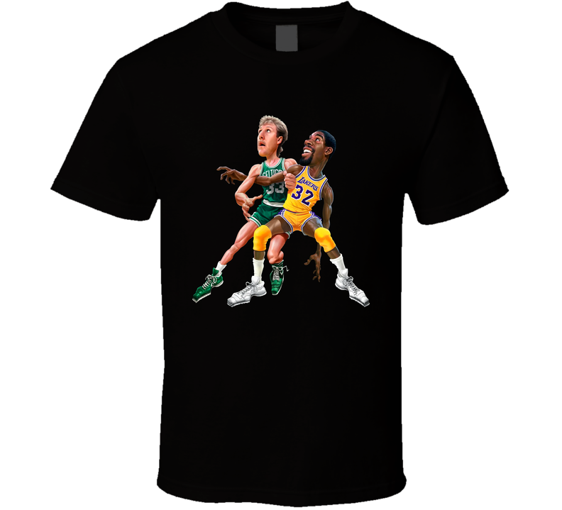 Larry Bird Vs Magic Johnson Cartoon Black Unisex T Shirt Larry Bird Vs Magic Johnson Cartoon Black Unisex T Shirt