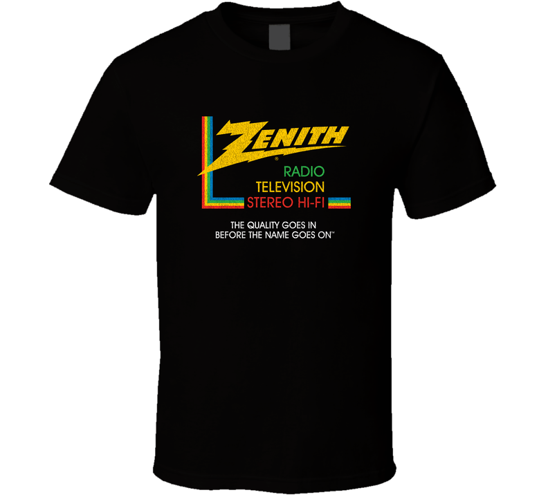 Zenith, T-shirt, Radio, Tv, Television, Stero, Retro, Logo, Hi-fi Black Unisex T Shirt Zenith, T-shirt, Radio, Tv, Television, Stero, Retro, Logo, Hi-fi Black Unisex T Shirt