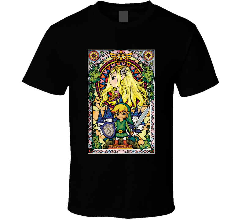 Legend Of Zelda Stain Glass Video Game Black Unisex T Shirt Legend Of Zelda Stain Glass Video Game Black Unisex T Shirt