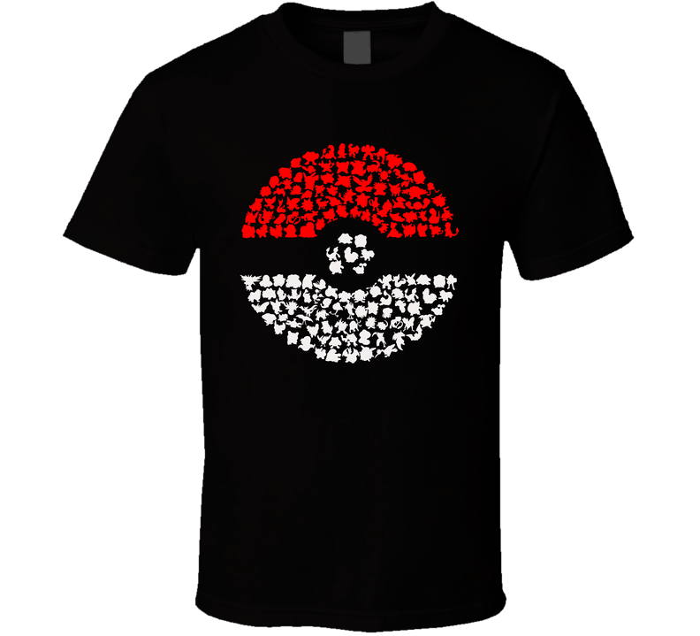 Pokemon Pokeball Got To Catch Em All Creature Silhouettes Fan Black Unisex T Shirt