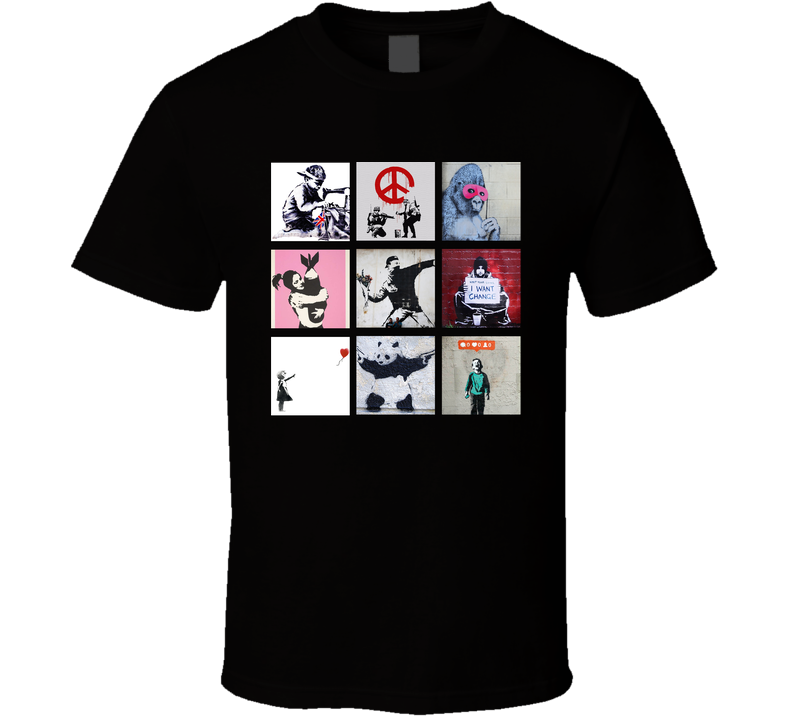 Banksy Art Paintings Trendy Artsy Black Unisex T Shirt Banksy Art Paintings Trendy Artsy Black Unisex T Shirt