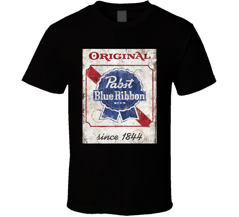 Pabst Blue Ribbon Original Beer Cool Brewery Retro Brew Logo Black Unisex T Shirt Pabst Blue Ribbon Original Beer Cool Brewery Retro Brew Logo Black Unisex T Shirt