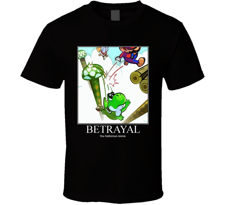 Funny Super Mario Yoshi Parody Betrayal Black Unisex T Shirt Funny Super Mario Yoshi Parody Betrayal Black Unisex T Shirt