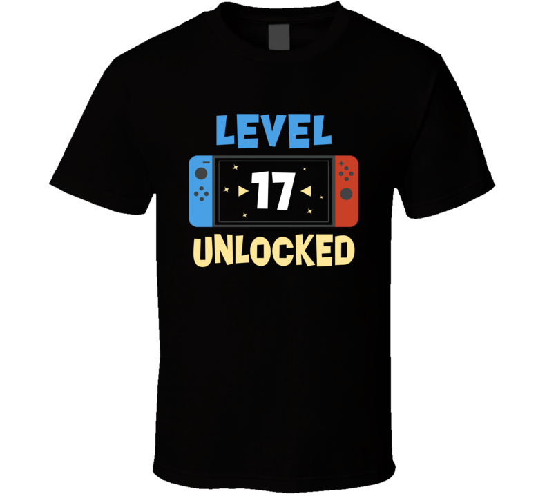 Level 17 Unlocked Video Gamer Player T Shirt