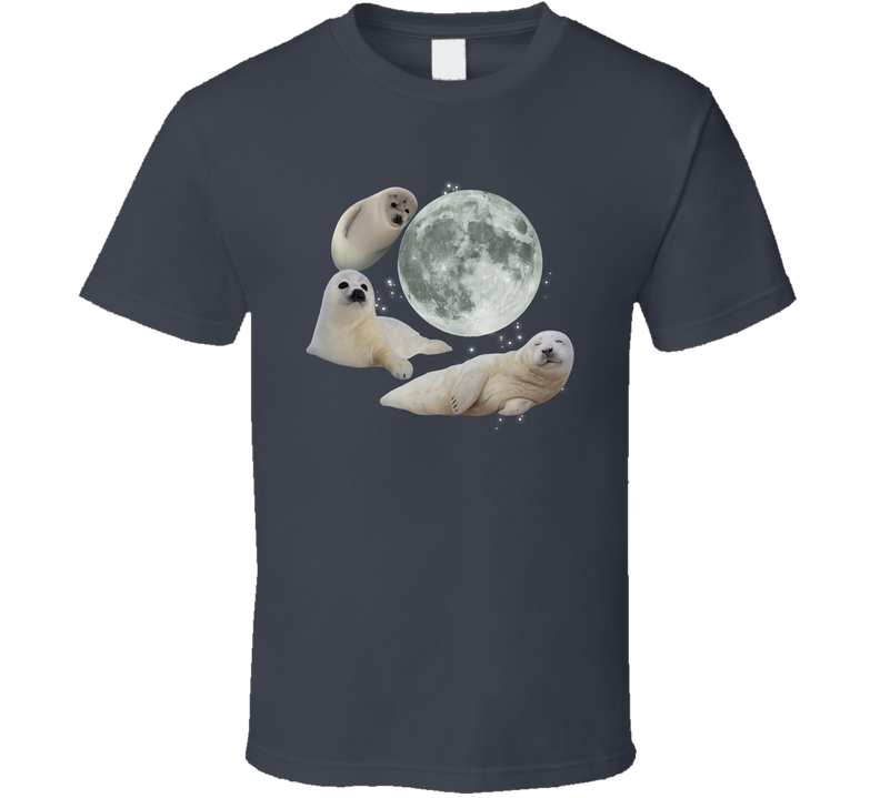 Three Baby Seals Around The Moon T Shirt