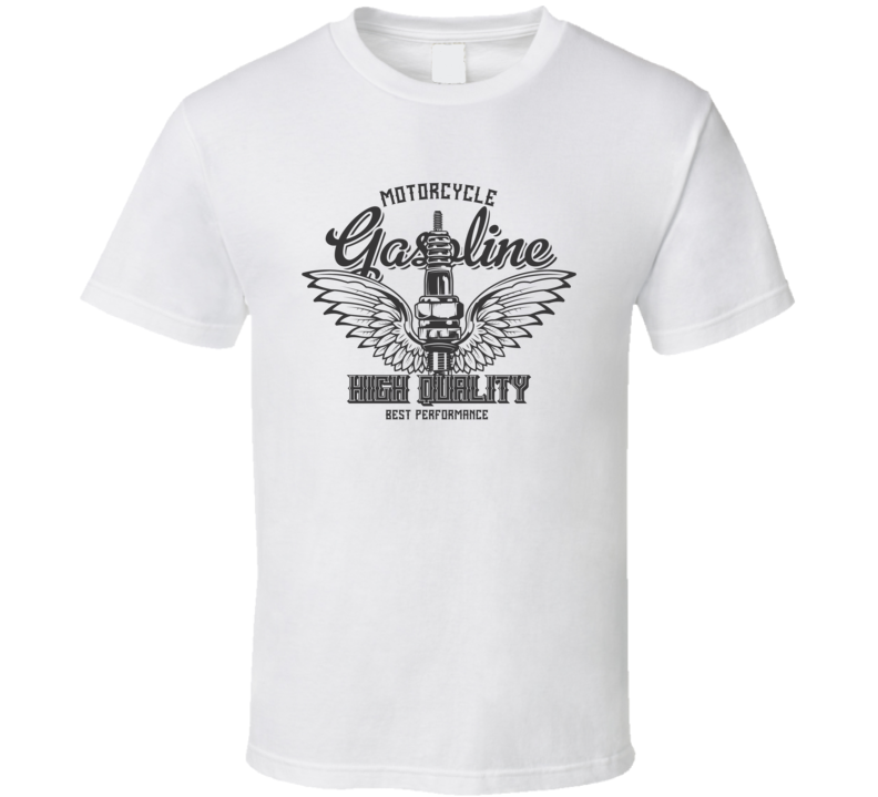 High Quality Gasoline Vintage Style Motorcycle Light Color T Shirt High Quality Gasoline Vintage Style Motorcycle Light Color T Shirt