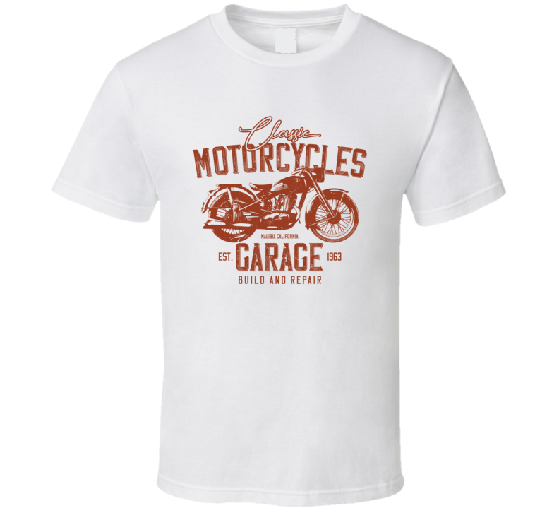 Classic Garage Vintage Style Motorcycle Light Color T Shirt Classic Garage Vintage Style Motorcycle Light Color T Shirt