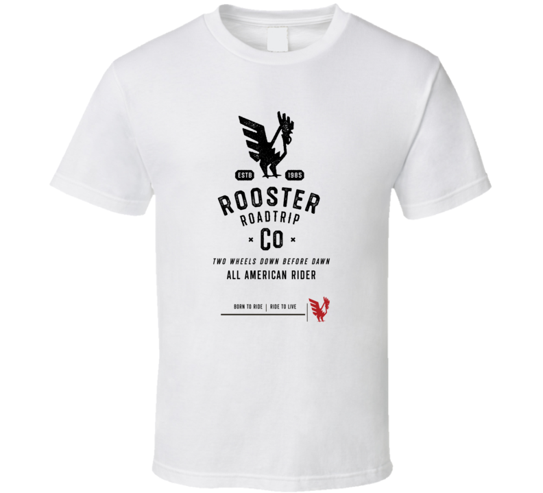 Rooster Roadtrip Vintage Style Motorcycle Light Color T Shirt Rooster Roadtrip Vintage Style Motorcycle Light Color T Shirt