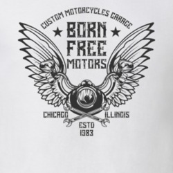 Born Free Motors Vintage Style Motorcycle Light Color T Shirt 35318515