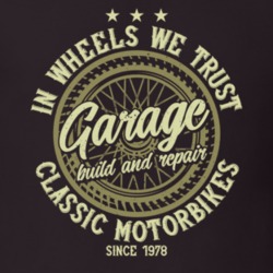 In Wheels We Trust Vintage Style Motorcycle Dark Color T Shirt 35416634